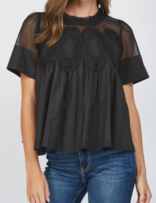 Marceline Mesh Applique Top - MTT Collective