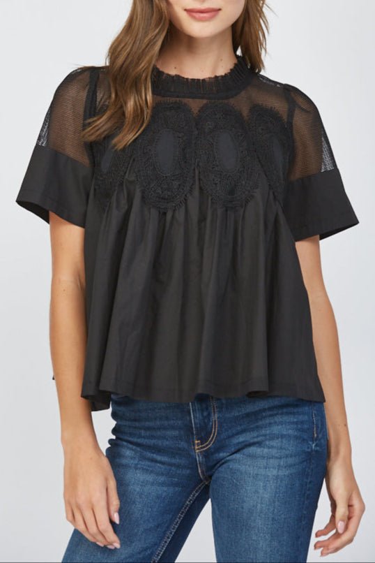 Marceline Mesh Applique Top - MTT Collective