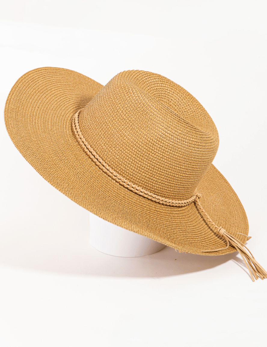 Maren Straw Braided Rope Strap Fedora Hat - MTT Collective