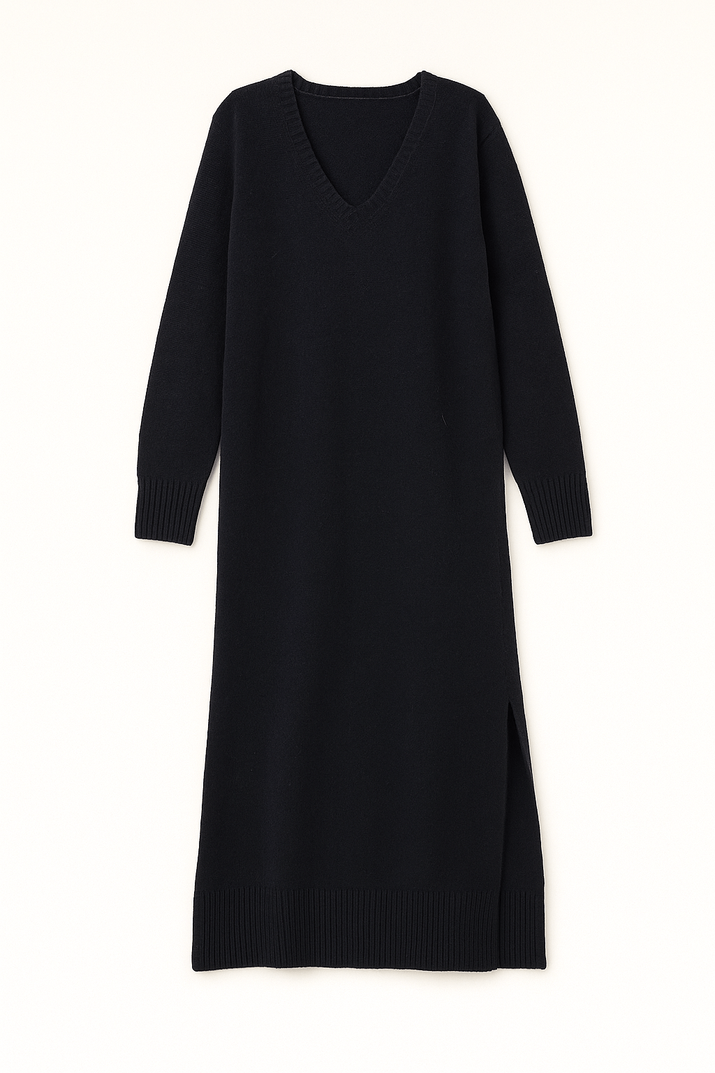 Margo V-Neck Sweater Midi Dress Black / M