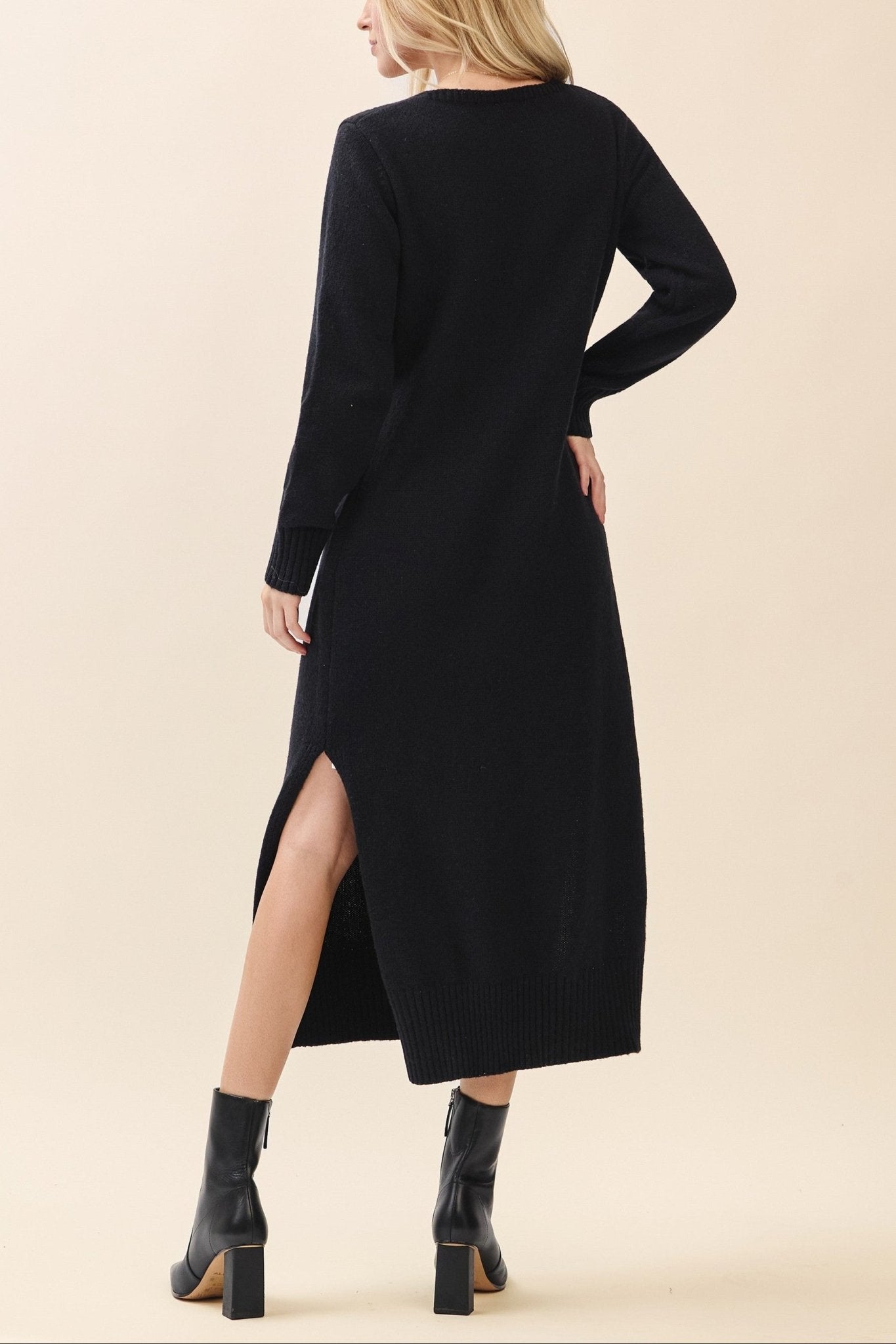 Margo V - Neck Sweater Midi Dress - MTT Collective