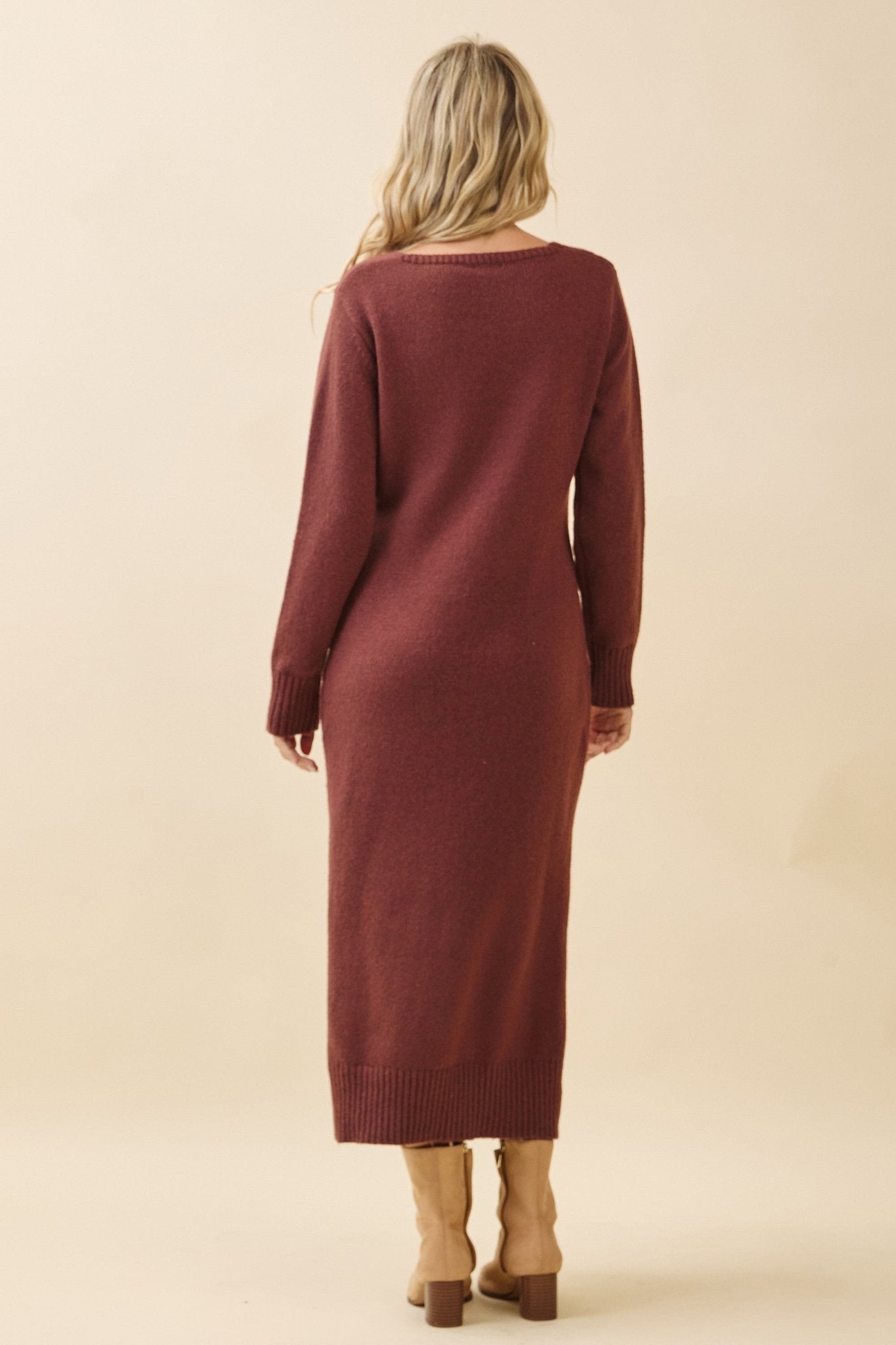 Margo V - Neck Sweater Midi Dress - MTT Collective