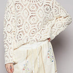 Margot Open Knitted Crochet Solid Sweater - MTT Collective