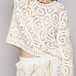 Margot Open Knitted Crochet Solid Sweater - MTT Collective