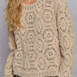 Margot Open Knitted Crochet Solid Sweater - MTT Collective