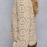 Margot Open Knitted Crochet Solid Sweater - MTT Collective