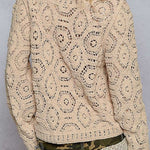 Margot Open Knitted Crochet Solid Sweater - MTT Collective
