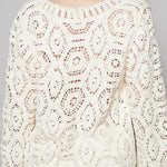 Margot Open Knitted Crochet Solid Sweater - MTT Collective