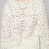 Margot Open Knitted Crochet Solid Sweater - MTT Collective