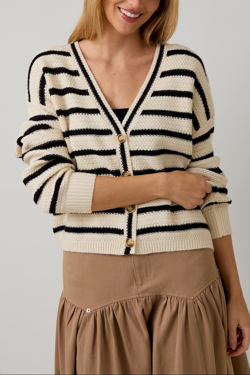 Margot Striped Button Cardigan - MTT Collective