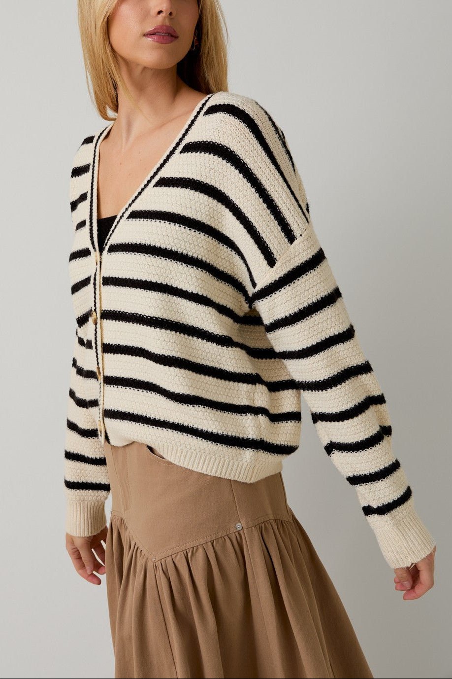 Margot Striped Button Cardigan - MTT Collective