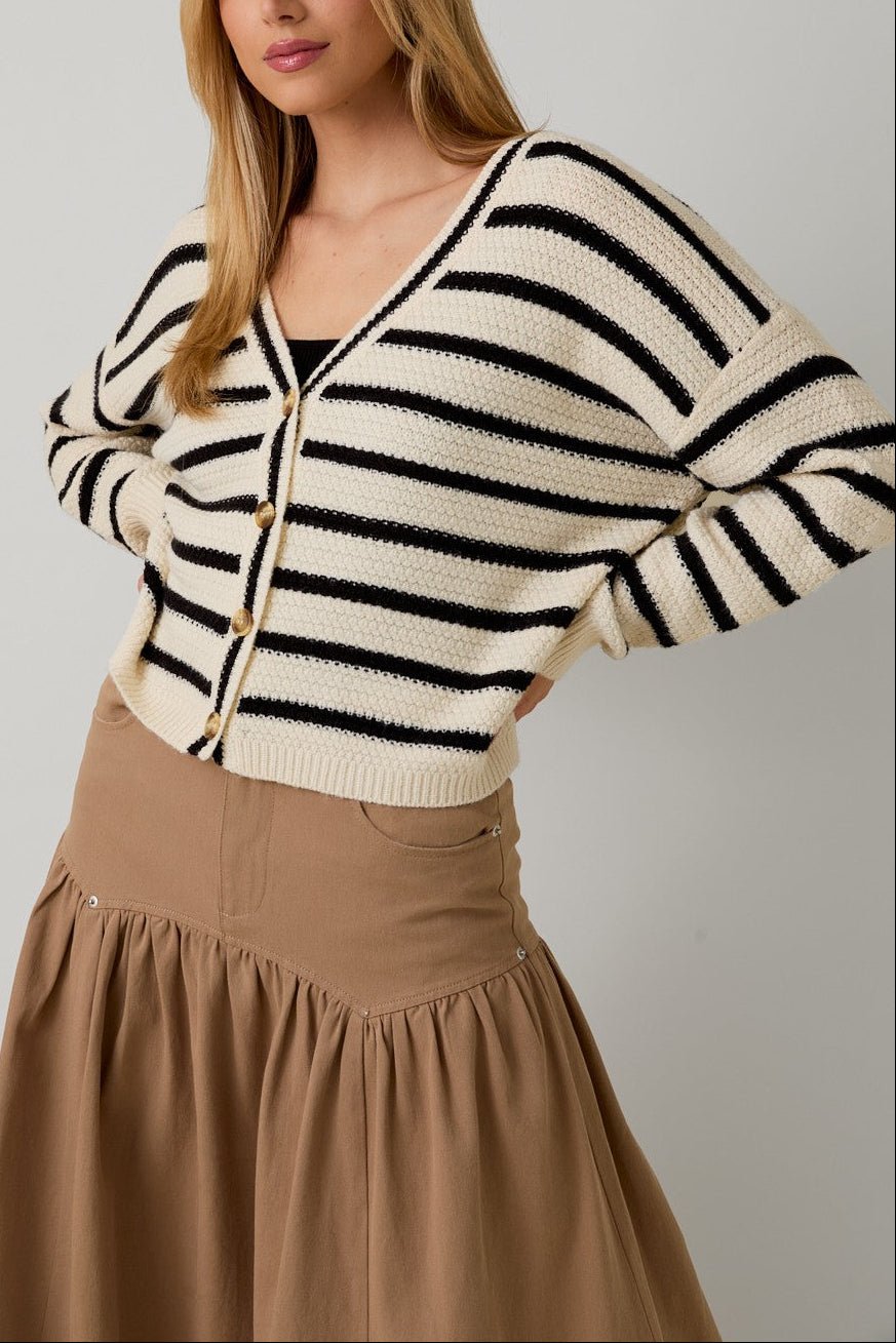 Margot Striped Button Cardigan - MTT Collective