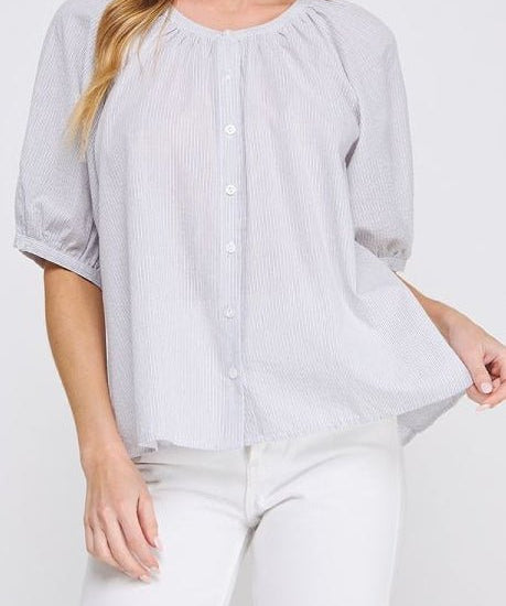 Mariam Seersucker Button Up Blouse - MTT Collective