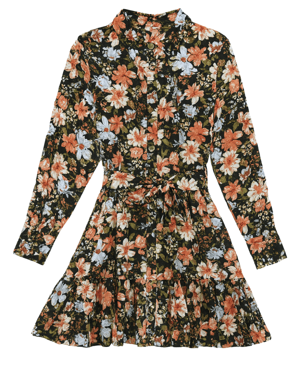 Maribel Floral Belted Shirt Dress - MTT Collective