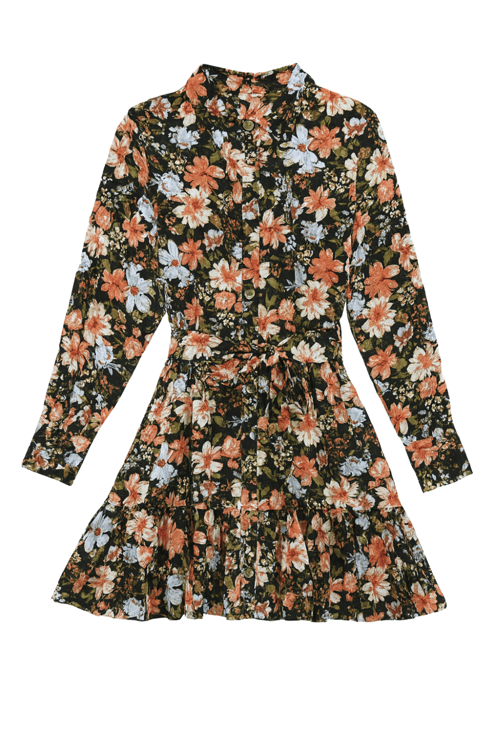 Maribel Floral Belted Shirt Dress - MTT Collective