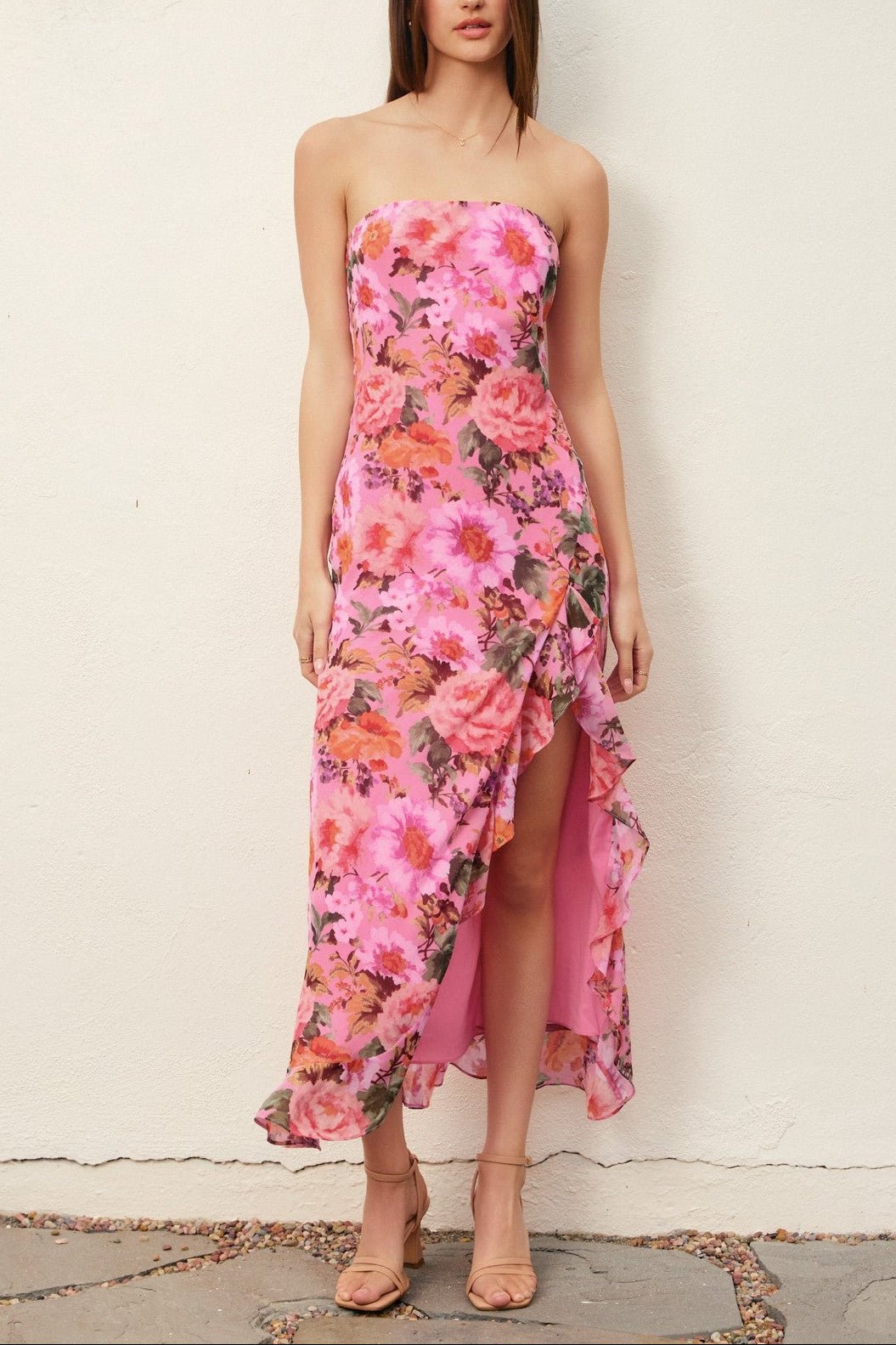 Maribel Floral Satin Maxi Dress - MTT Collective