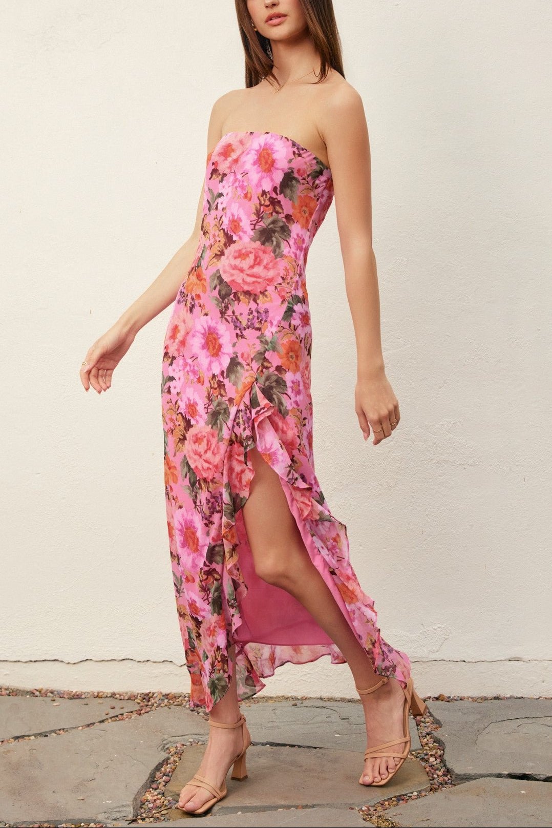 Maribel Floral Satin Maxi Dress - MTT Collective