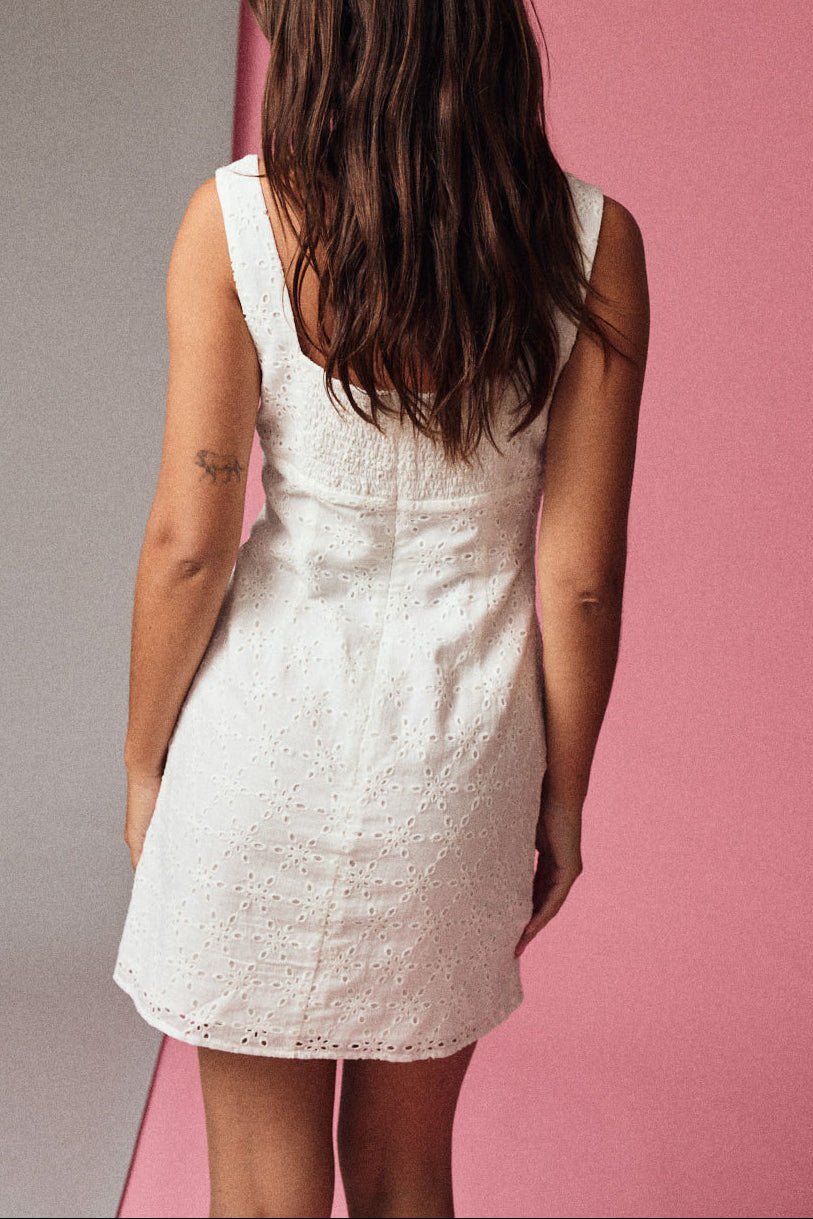 Marnie Eyelet Square Neck Mini Dress - MTT Collective