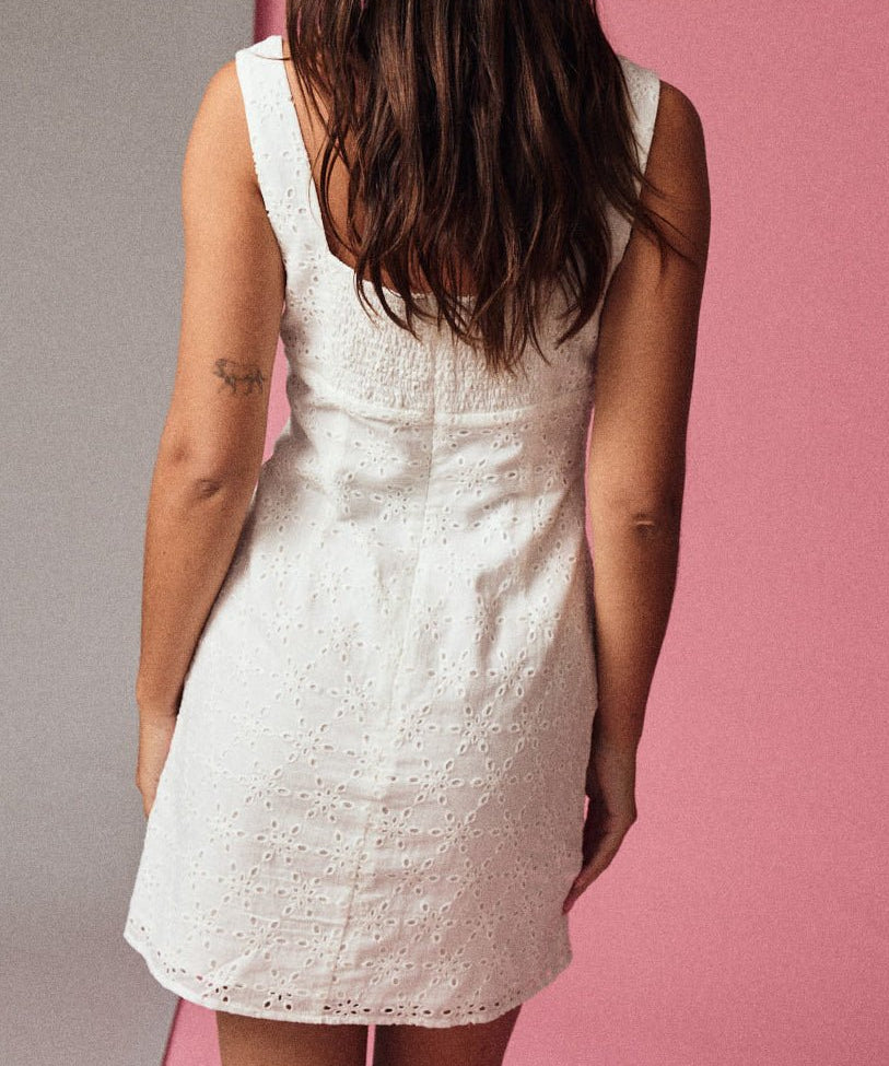 Marnie Eyelet Square Neck Mini Dress - MTT Collective