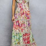 Melody V - Neck Ruffle Floral Maxi Dress - MTT Collective