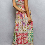Melody V - Neck Ruffle Floral Maxi Dress - MTT Collective