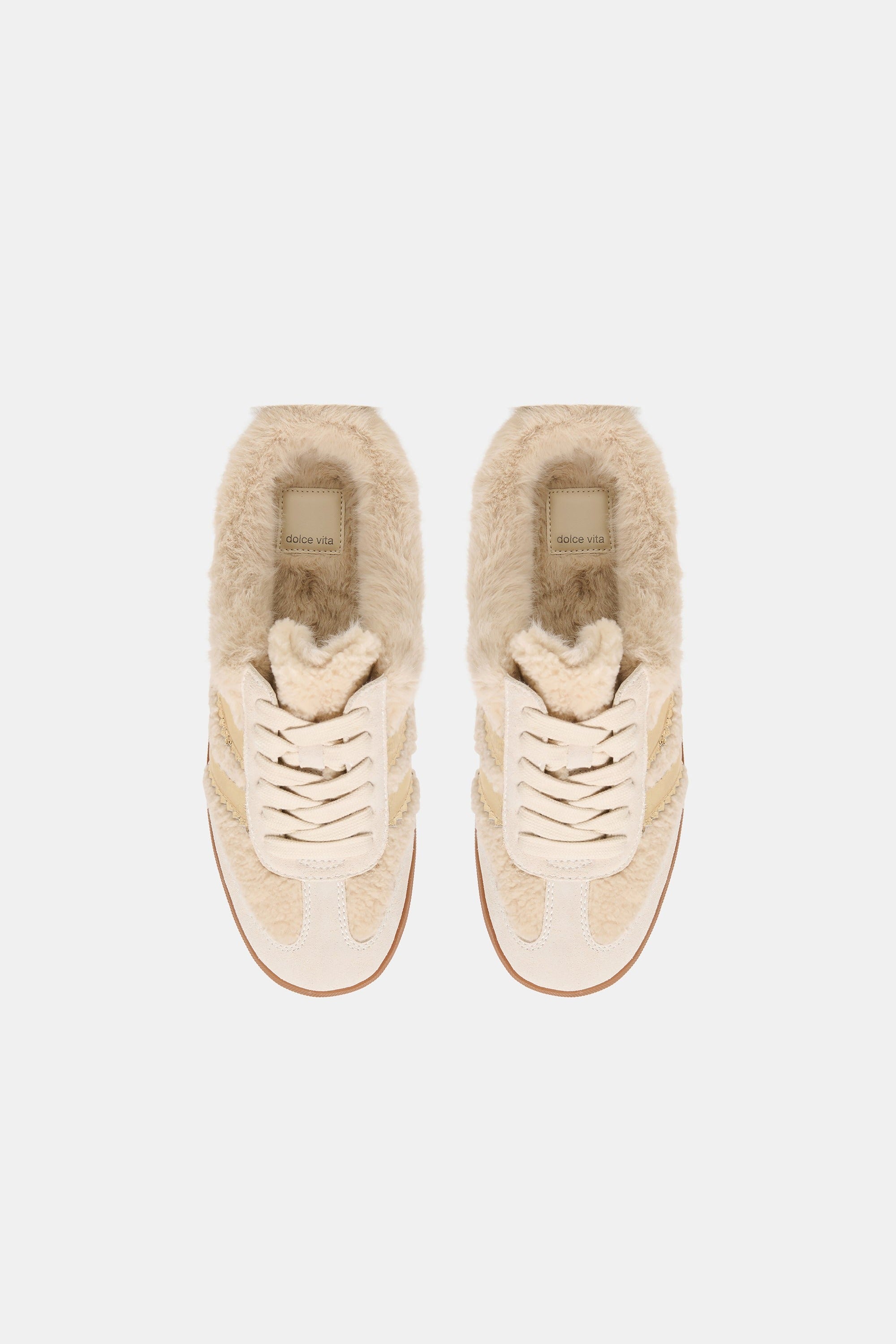Dolce Vita Merit Slide Plush sneaker top down view showing shearling lining