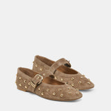 Dolce Vita Mikel Stud ballet flat in olive suede, pair front view