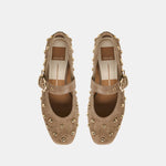 Dolce Vita Mikel Stud ballet flat top down view showing gold stud trim