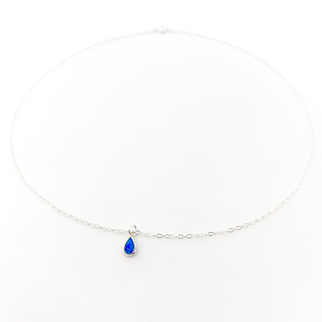 Mila Teardrop Blue Lab Opal Necklace - MTT Collective