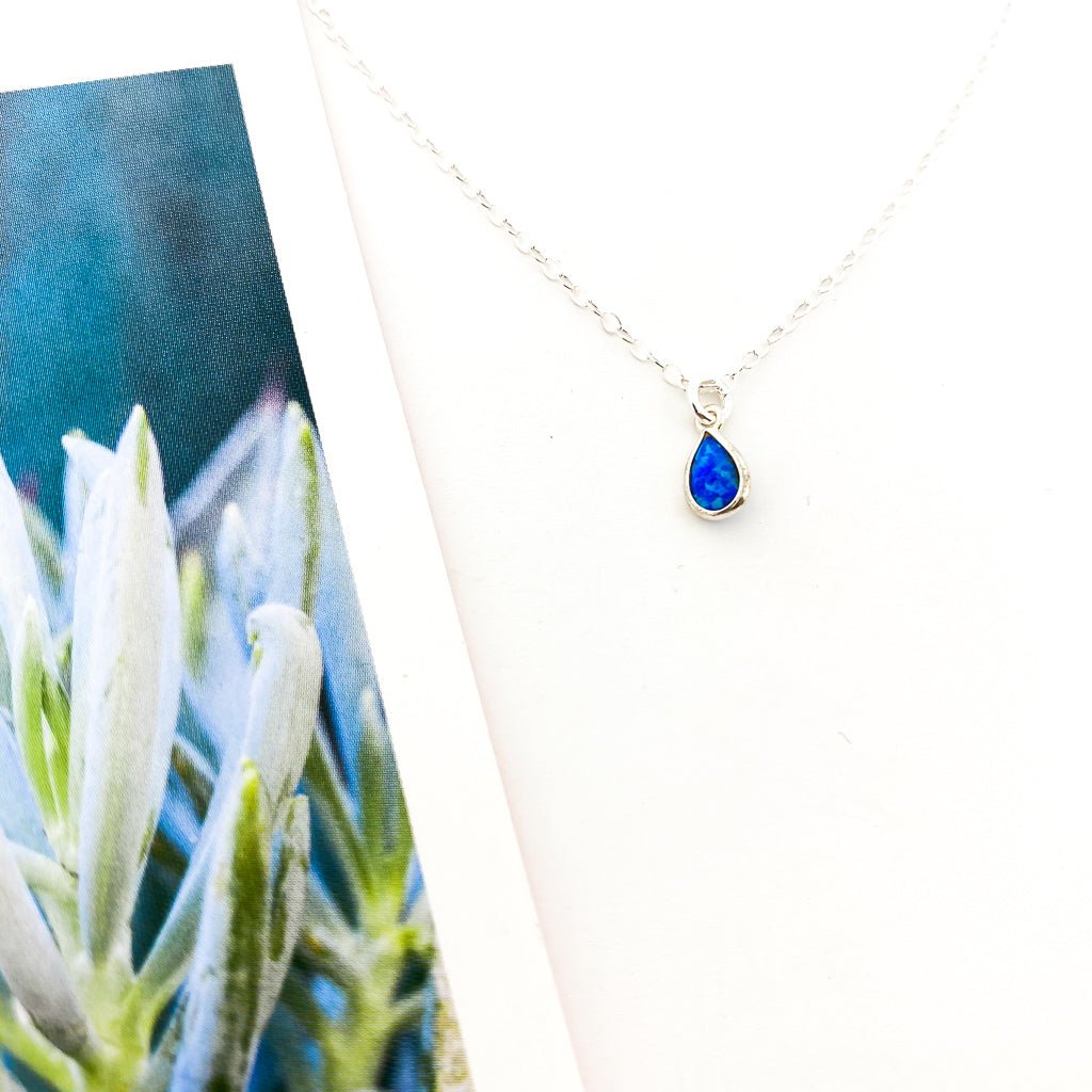 Mila Teardrop Blue Lab Opal Necklace - MTT Collective