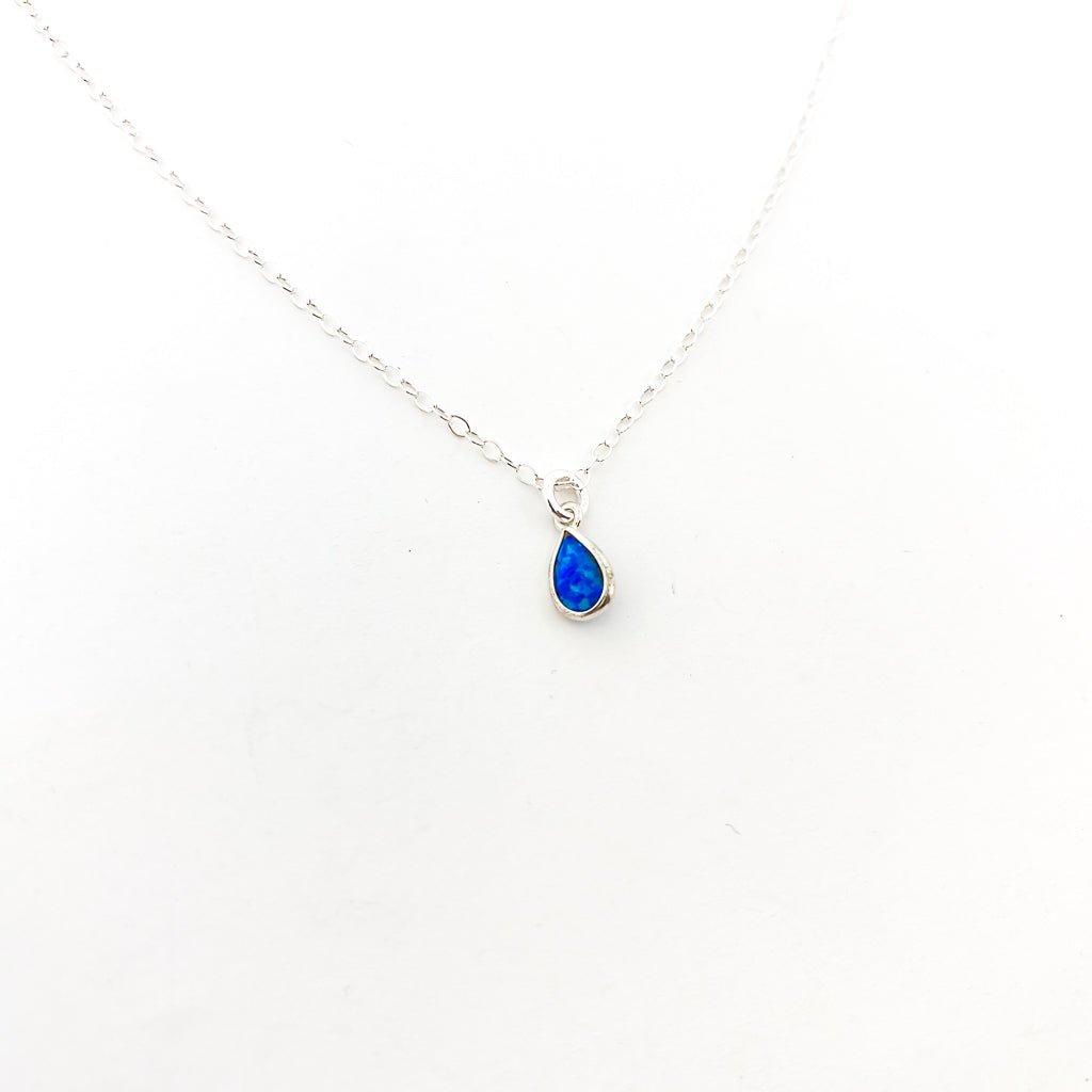 Mila Teardrop Blue Lab Opal Necklace - MTT Collective