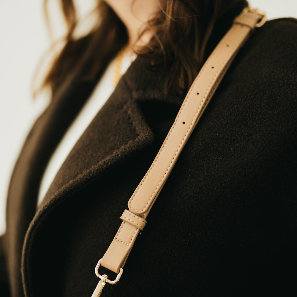Minimalist Vegan Leather Crossbody Strap - Tan