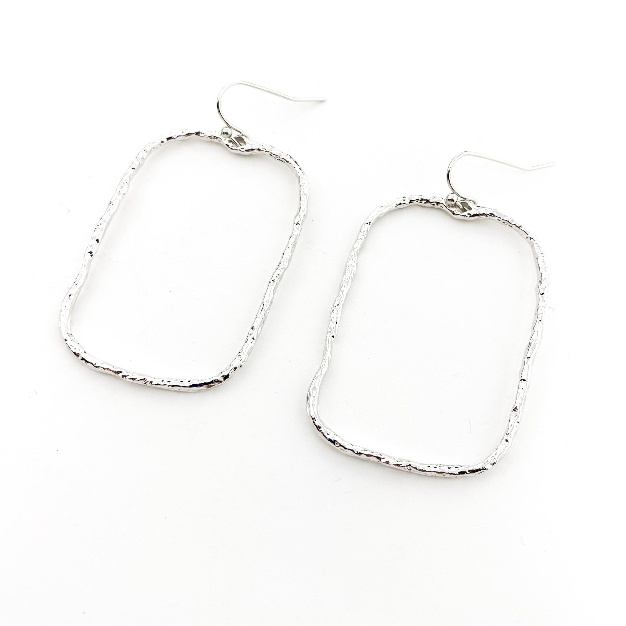 Mira Twisted Hammered Wide Rectangle Earrings - MTT Collective