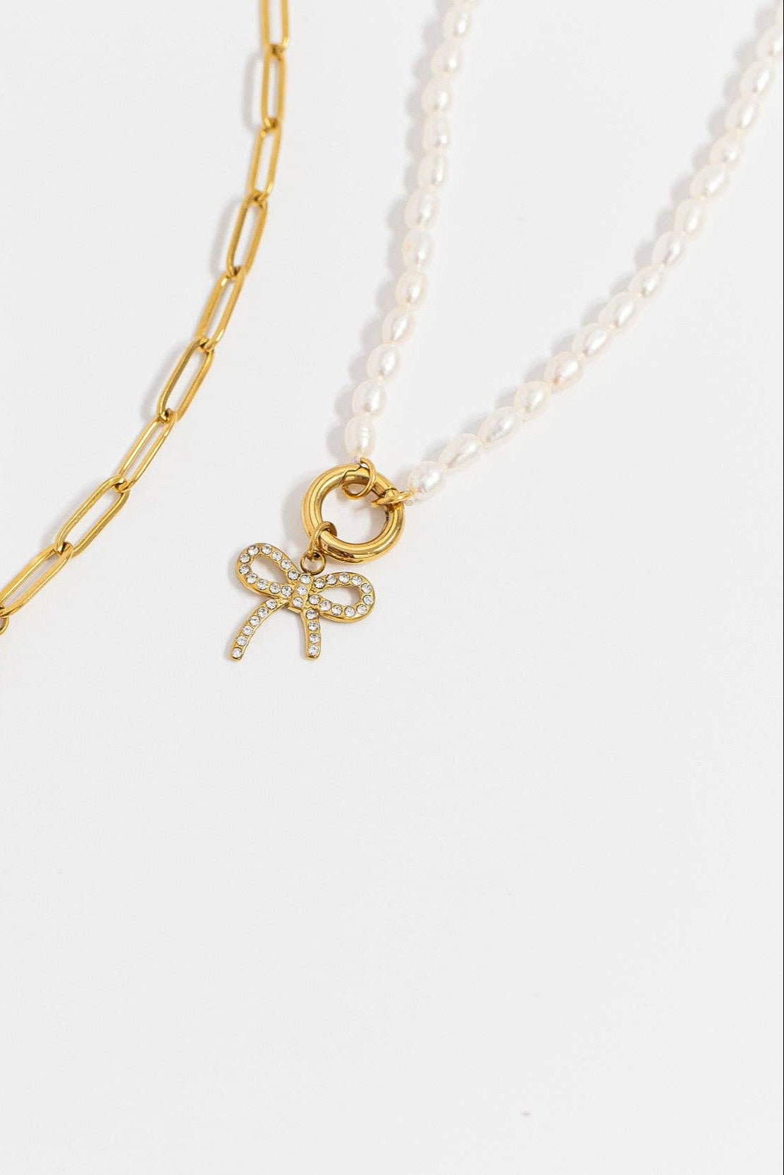 Monroe Freshwater Pearl Charm Holder Necklace - MTT Collective