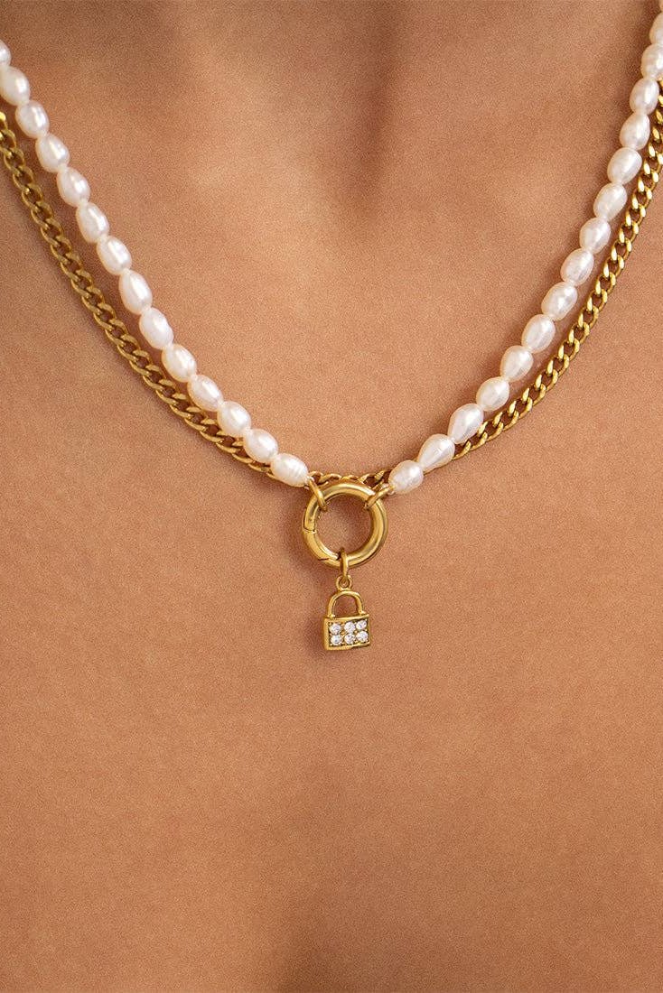 Monroe Freshwater Pearl Charm Holder Necklace - MTT Collective