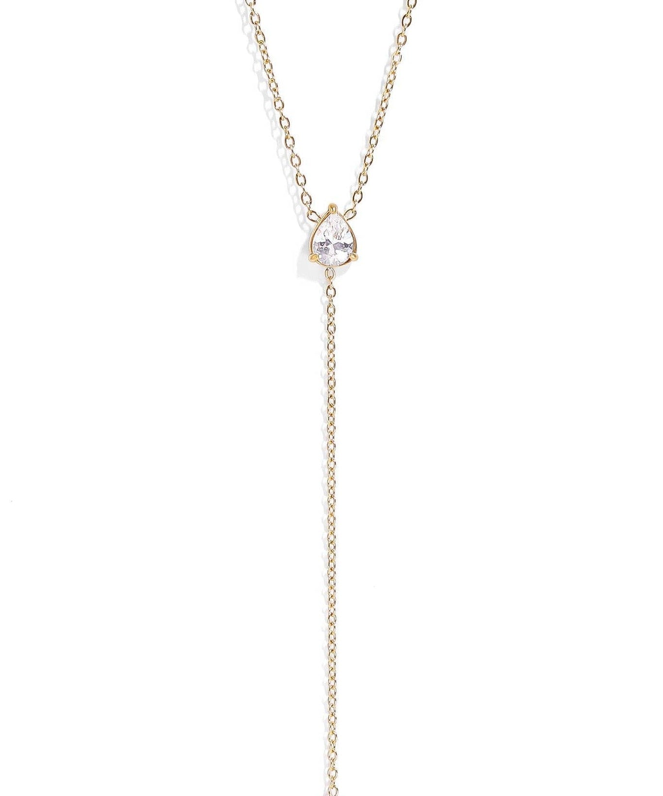 Morgan Cubic Zirconia Teardrop Lariat Necklace - MTT Collective