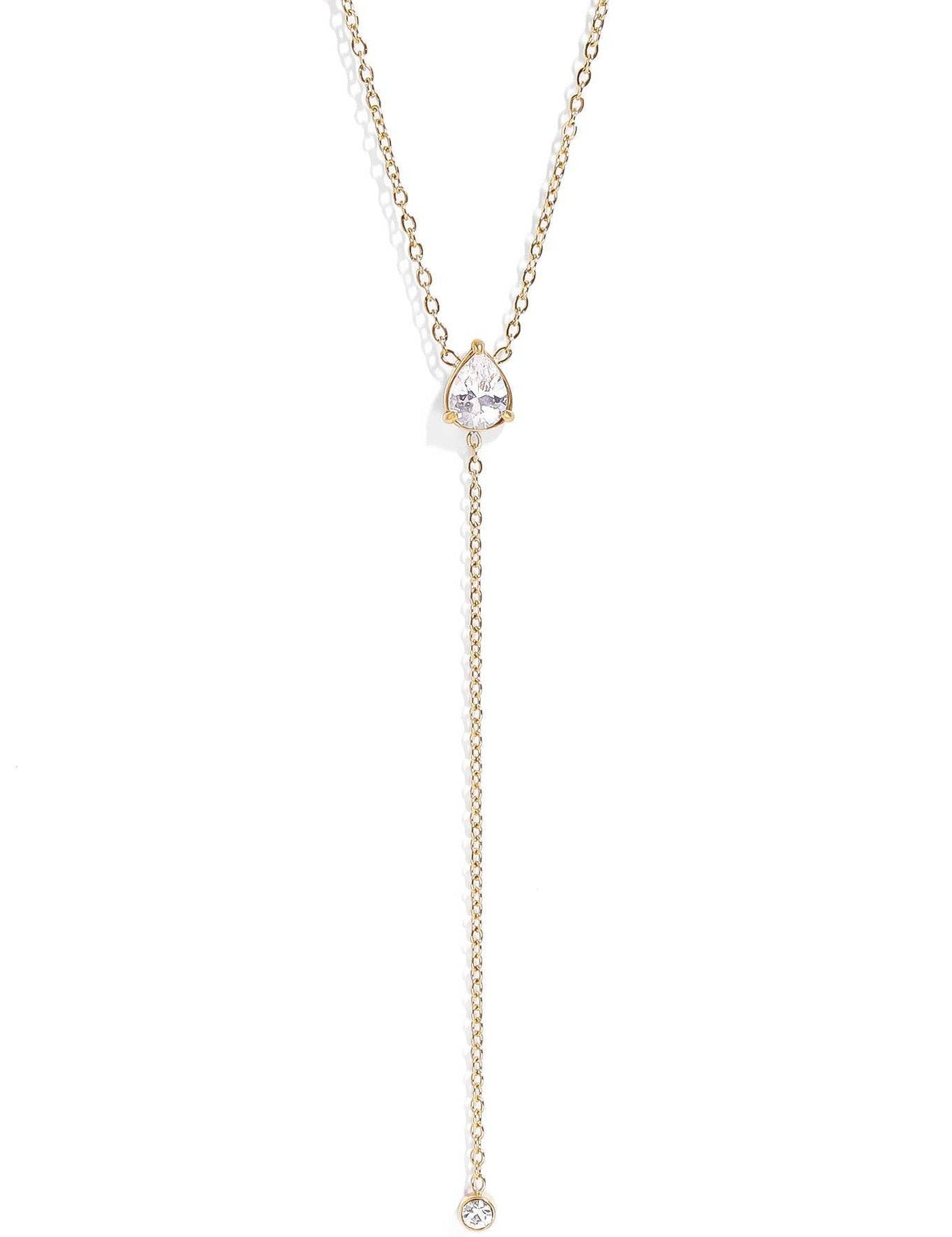 Morgan Cubic Zirconia Teardrop Lariat Necklace - MTT Collective