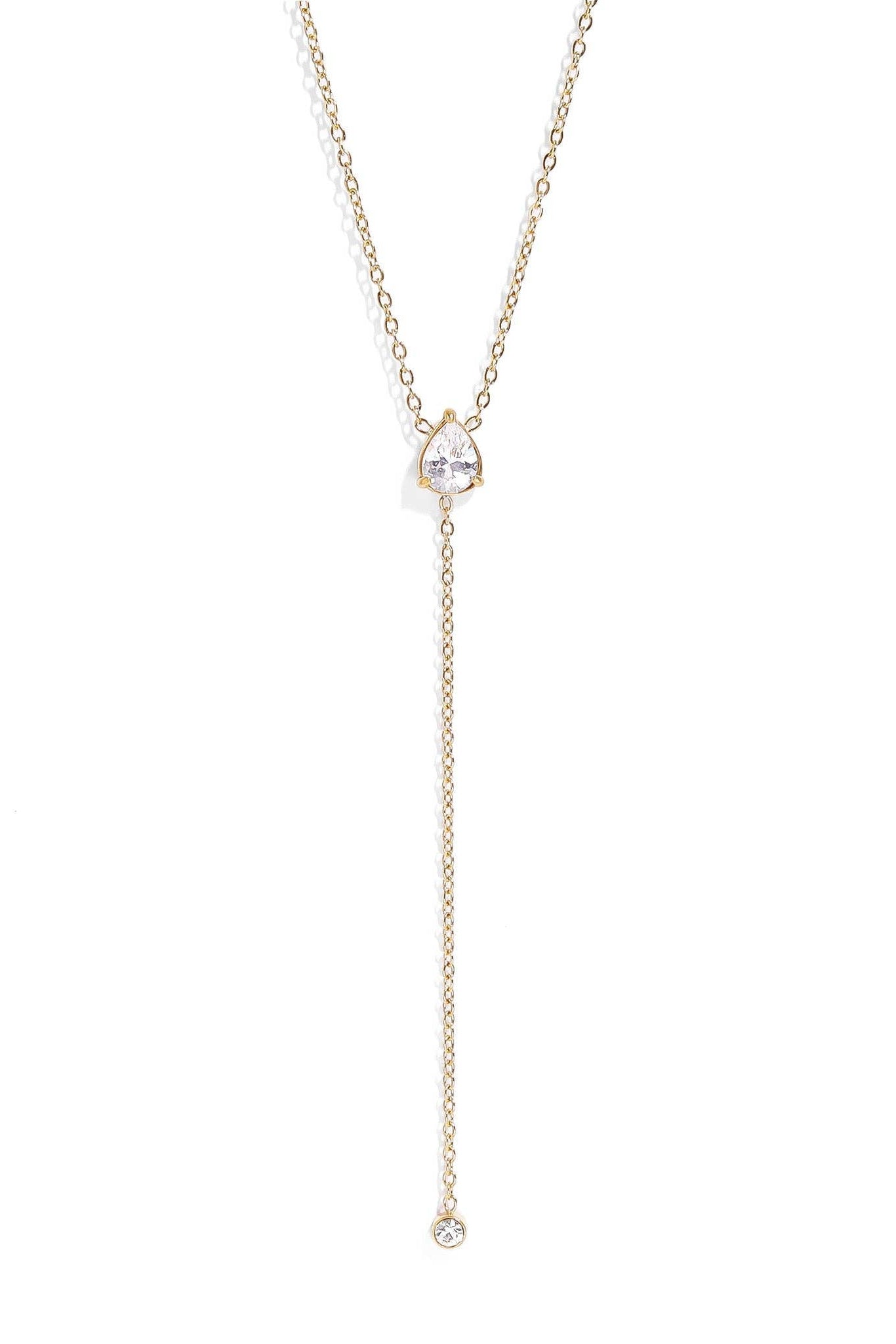 Morgan Cubic Zirconia Teardrop Lariat Necklace - MTT Collective