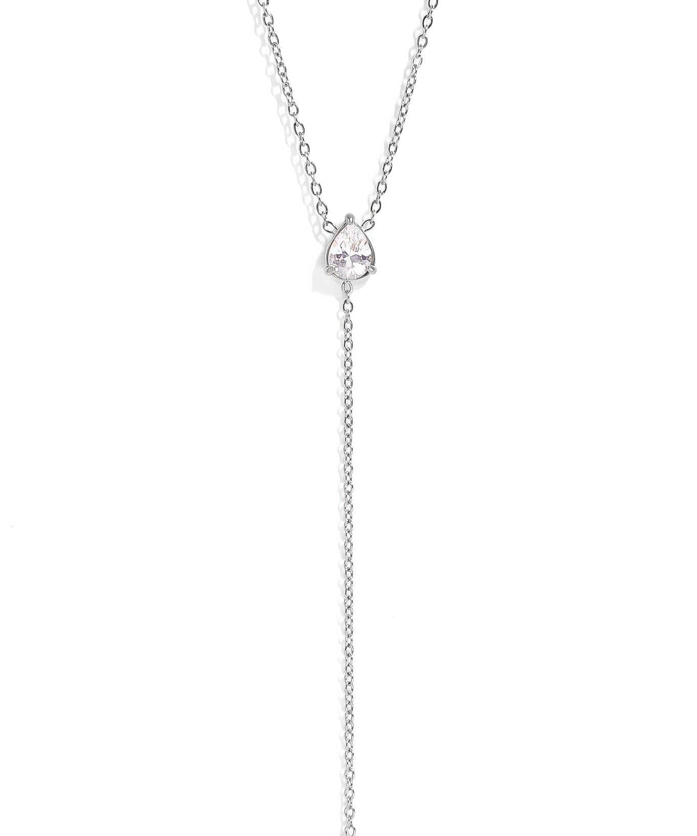 Morgan Cubic Zirconia Teardrop Lariat Necklace - MTT Collective