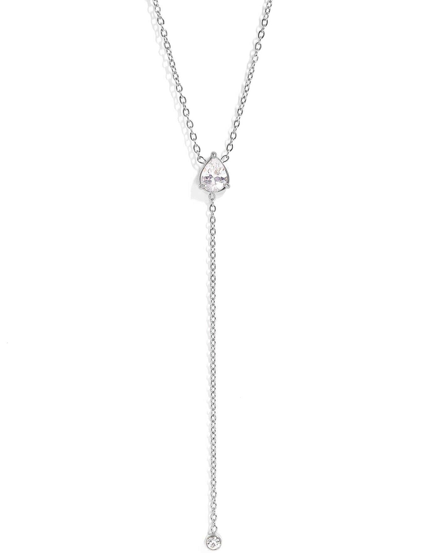 Morgan Cubic Zirconia Teardrop Lariat Necklace - MTT Collective