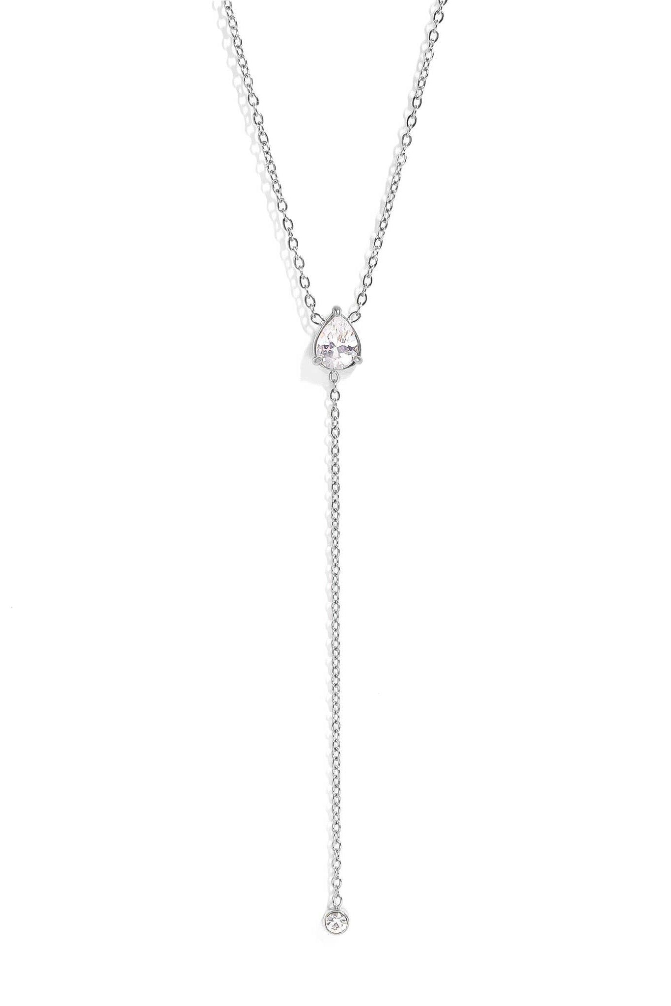 Morgan Cubic Zirconia Teardrop Lariat Necklace - MTT Collective