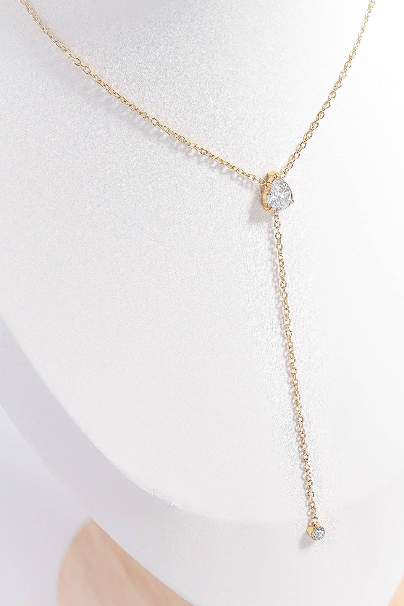Morgan Cubic Zirconia Teardrop Lariat Necklace - MTT Collective