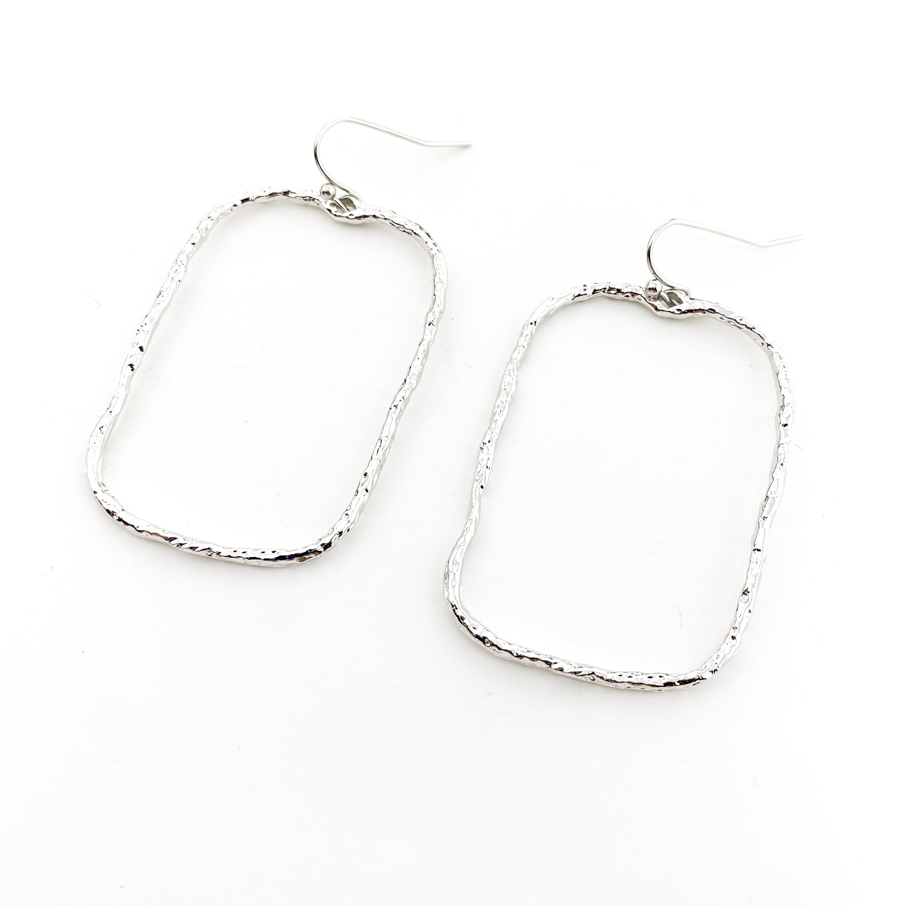 MTT Jewelry - Jewelry - Earrings - Mira Twisted Hammered Wide Rectangle Earrings - MTT Collective