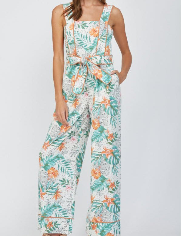 Myla Tropical Print Wide Leg Jumpsuit - MTT Collective