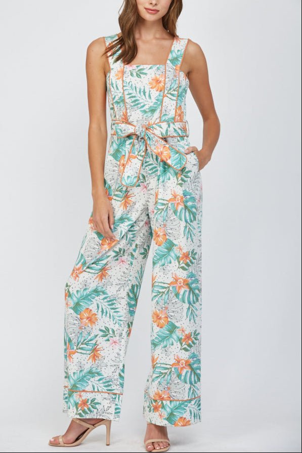 Myla Tropical Print Wide Leg Jumpsuit - MTT Collective