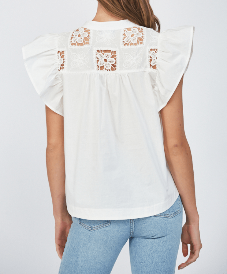 Nancy Flutter Sleeve Blouse with Lace - MTT Collective