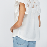 Nancy Flutter Sleeve Blouse with Lace - MTT Collective