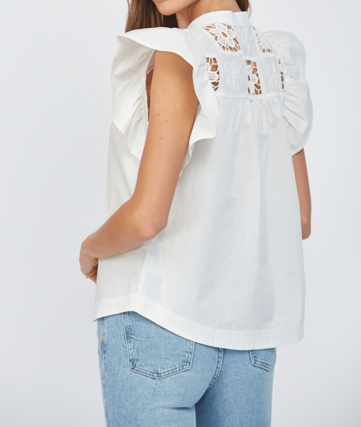 Nancy Flutter Sleeve Blouse with Lace - MTT Collective