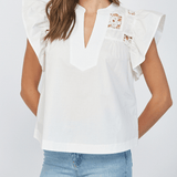 Nancy Flutter Sleeve Blouse with Lace - MTT Collective