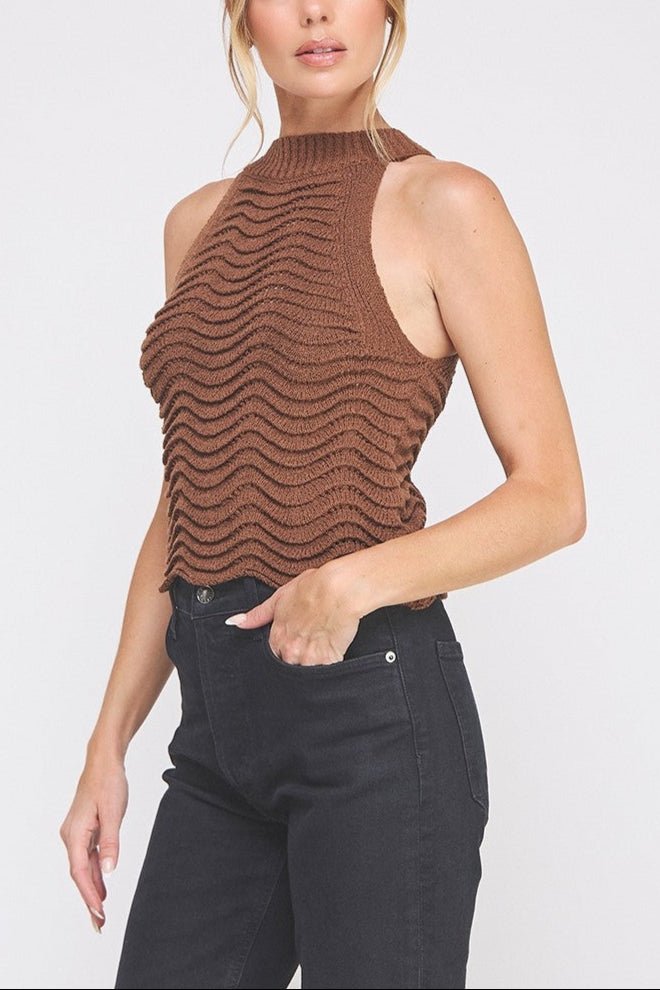 Naomi Wavy Knit Halter Tank - MTT Collective